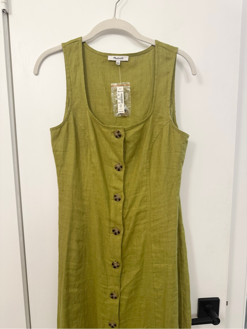 Madewell Green Button-Front Linen maxi Dress